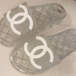 PVC Transparent CC Flat Slide Sandals 36 clear
